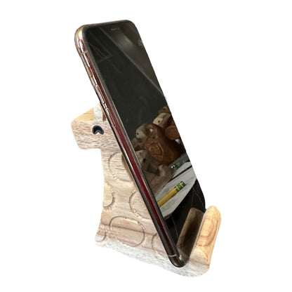 Wooden Giraffe Phone Holder