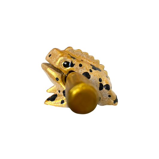 1.5" Extra Small Painted Golden Wooden Musical Frog Percussion Instrument