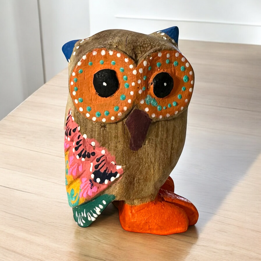 Blue-Horned Owl with Orange Eyes