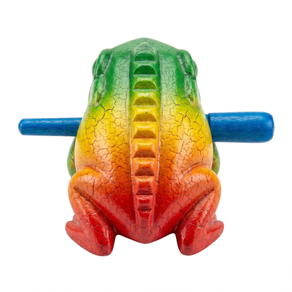 5" Wooden Musical Frog - Rainbow Design (Percussion Instrument)