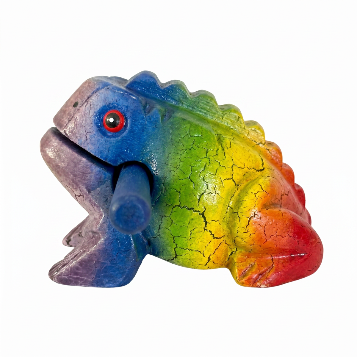 5" Wooden Musical Frog - Rainbow Design (Percussion Instrument)