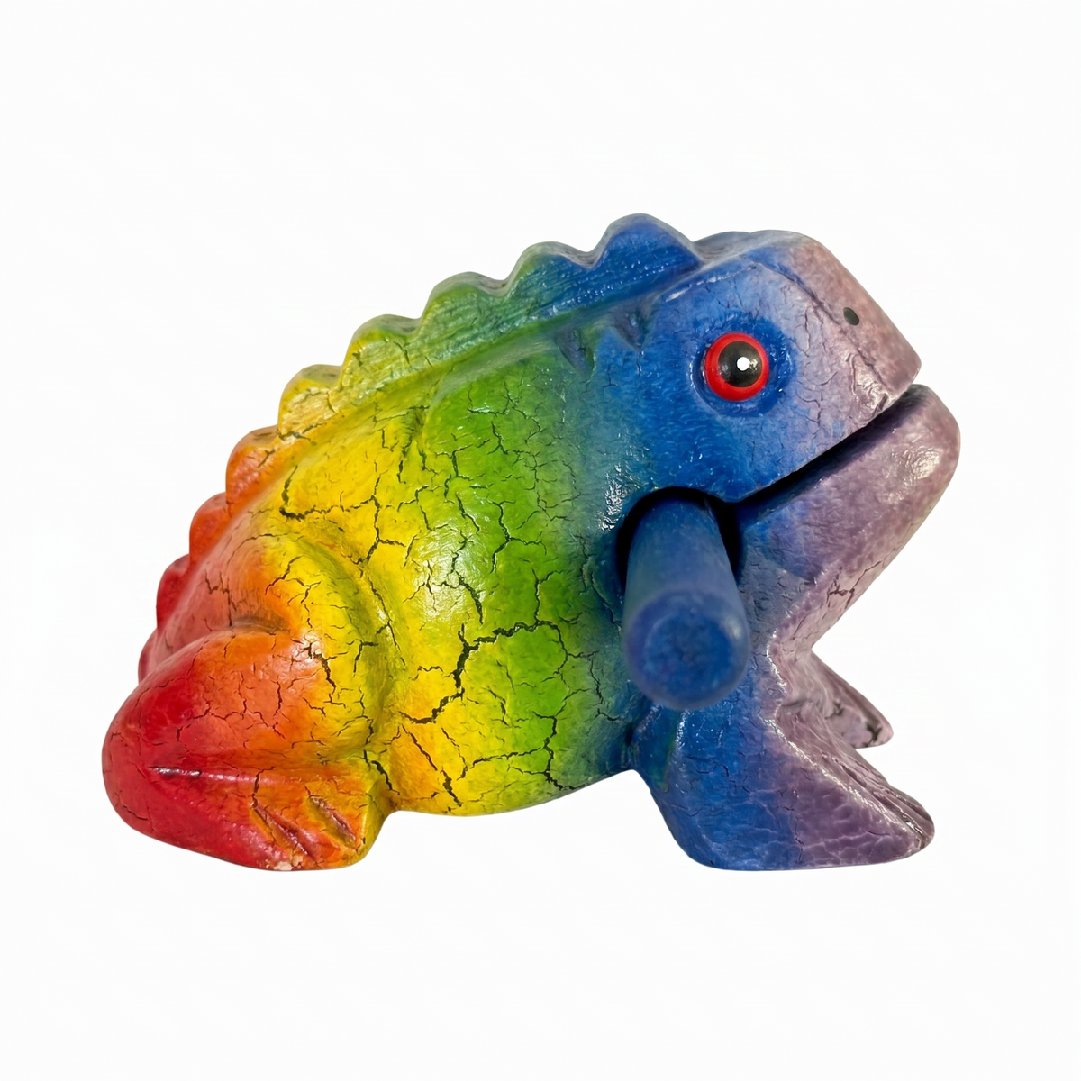 5" Wooden Musical Frog - Rainbow Design (Percussion Instrument)