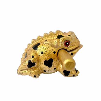 2" Wooden Musical Frog - Egyptian Golden Design (Percussion Instrument)