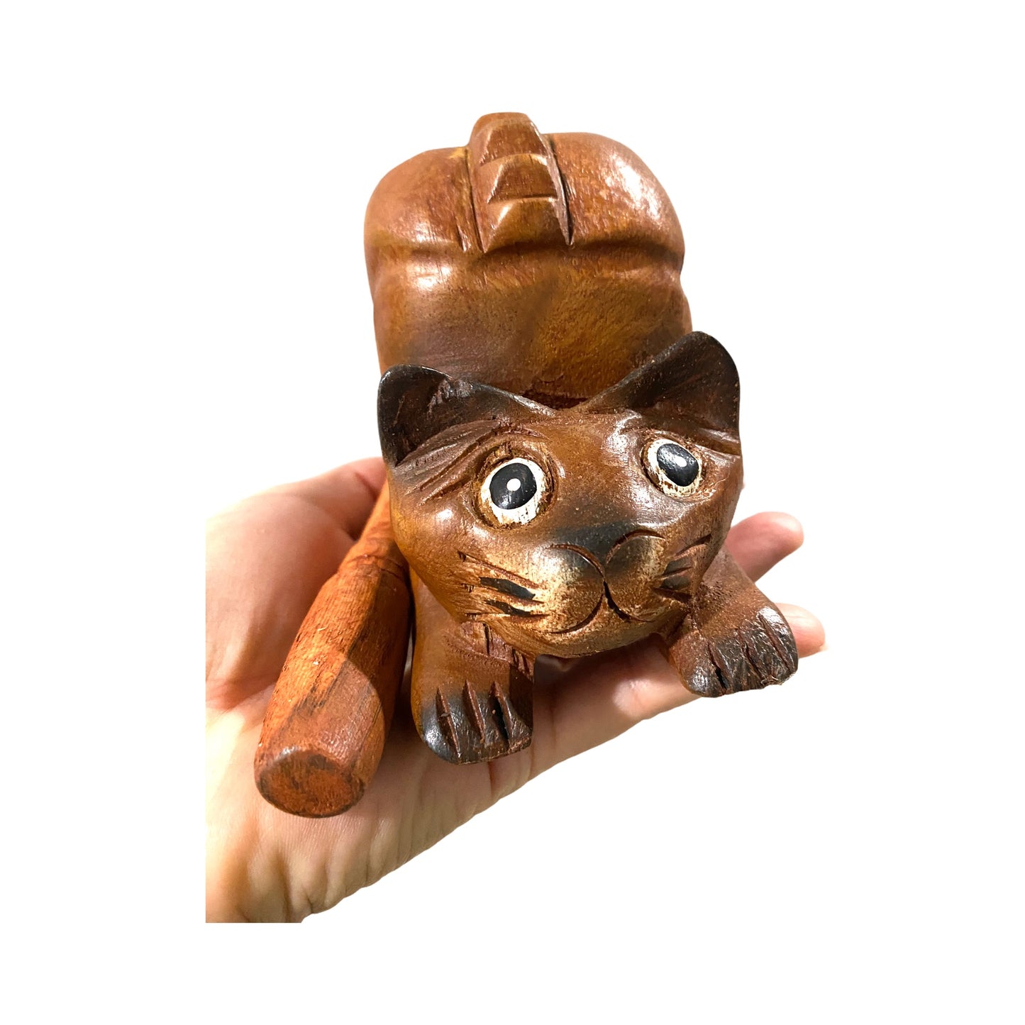 3" Wooden Cat Percussion Whistle Instrument