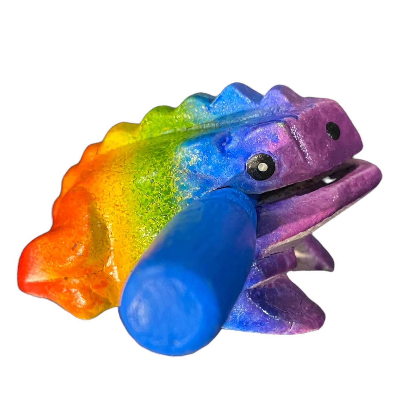 1.5" Extra Small Painted Rainbow Frog Musical Percussion Instrument
