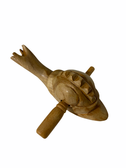 Dark Stained Wooden Musical Snail Percussion Instrument