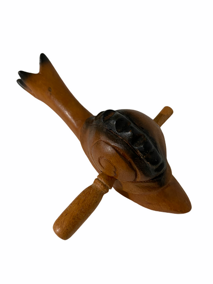 Dark Stained Wooden Musical Snail Percussion Instrument