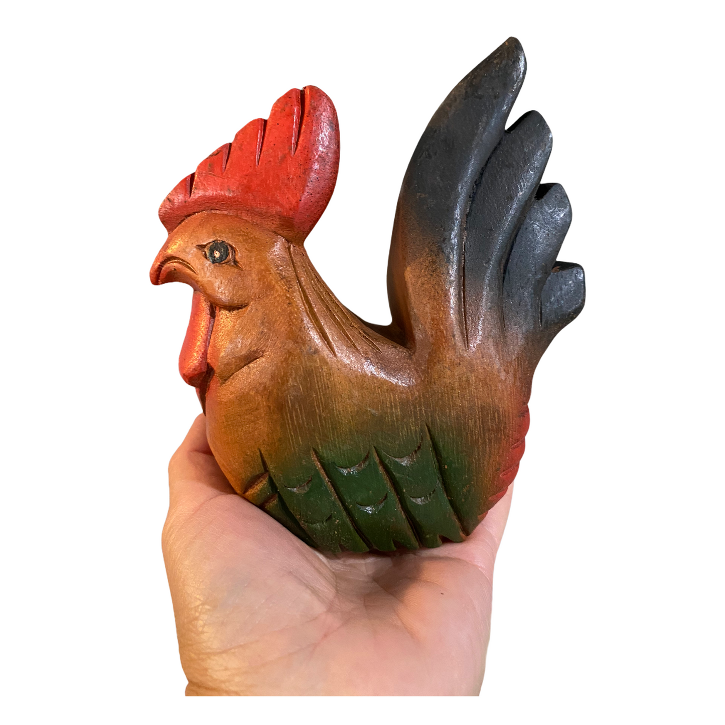 Painted Wooden Musical Whistle Rooster Instrument