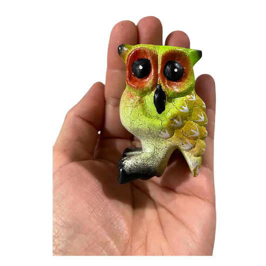 Small Painted Wooden Musical Whistle Owl Percussion Instrument