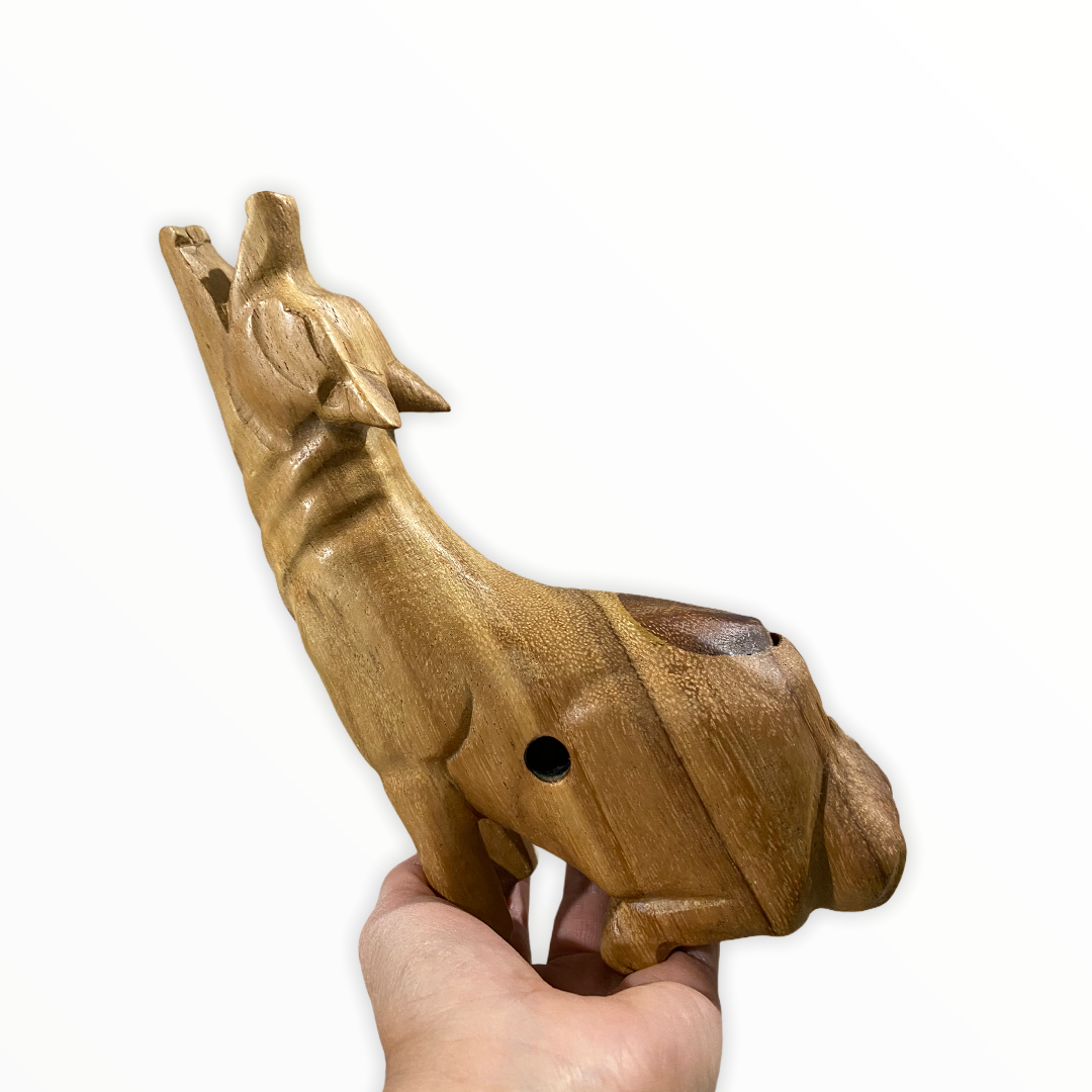 Wooden Wolf Musical Whistle Instrument