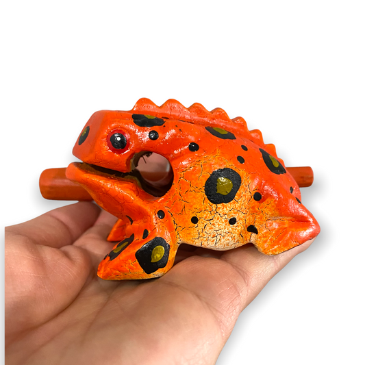 2" Small Tangerine Musical Percussion Frog