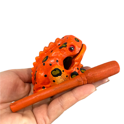 2" Small Tangerine Musical Percussion Frog