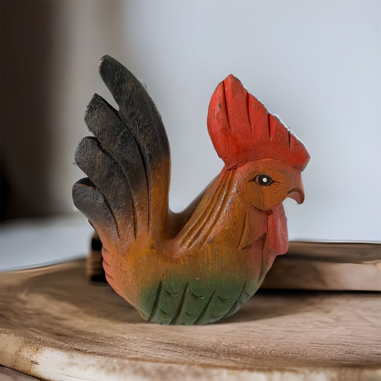 Painted Wooden Musical Whistle Rooster Instrument