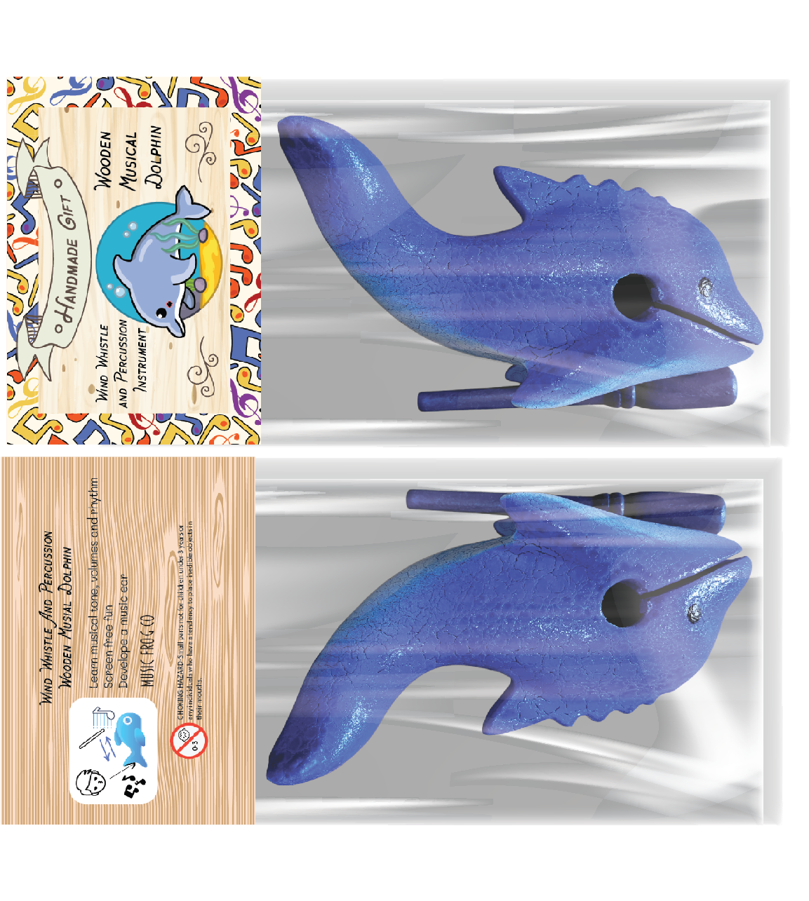 Blue Musical Whistle Dolphin Percussion Instrument