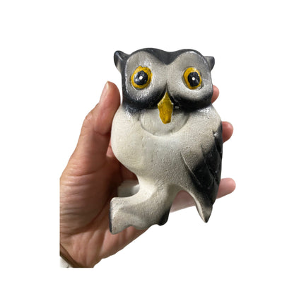 4" Painted White Wooden Musical Whistle Owl  Instrument