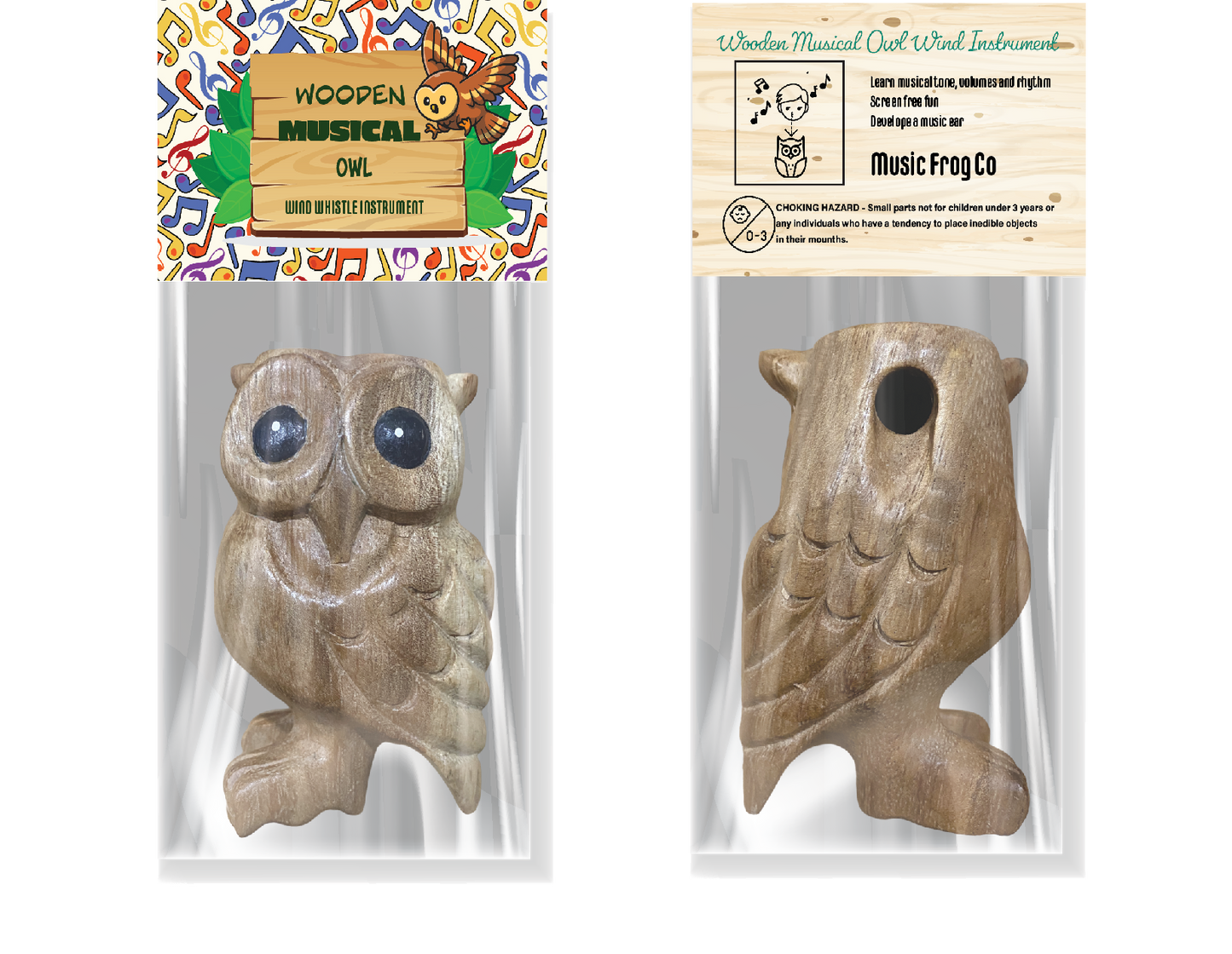 2" Wooden Musical Whistle Owl Percussion Instrument